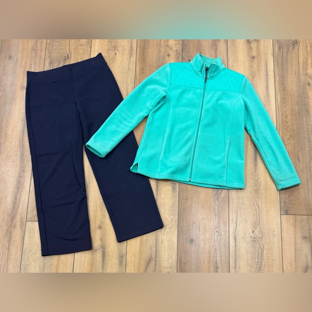 Talbots Turquoise Zip-Front Fleece Jacket